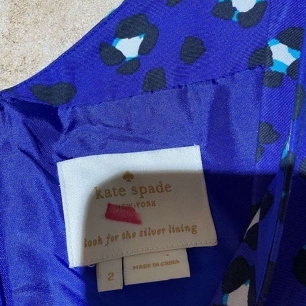 Kate Spade New York Blue Cheetah Sleeveless Fit & Flare Dress Size 2 - Picture 7 of 7
